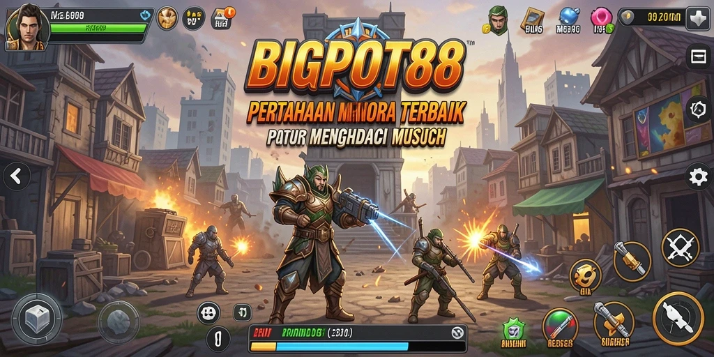 Screenshot gameplay BIGPOT88 menampilkan aksi Tower Defense yang mendebarkan.