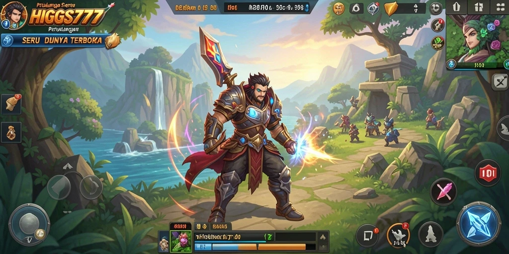 Tampilan gameplay HIGGS777 di dunia terbuka yang luas dan dinamis.