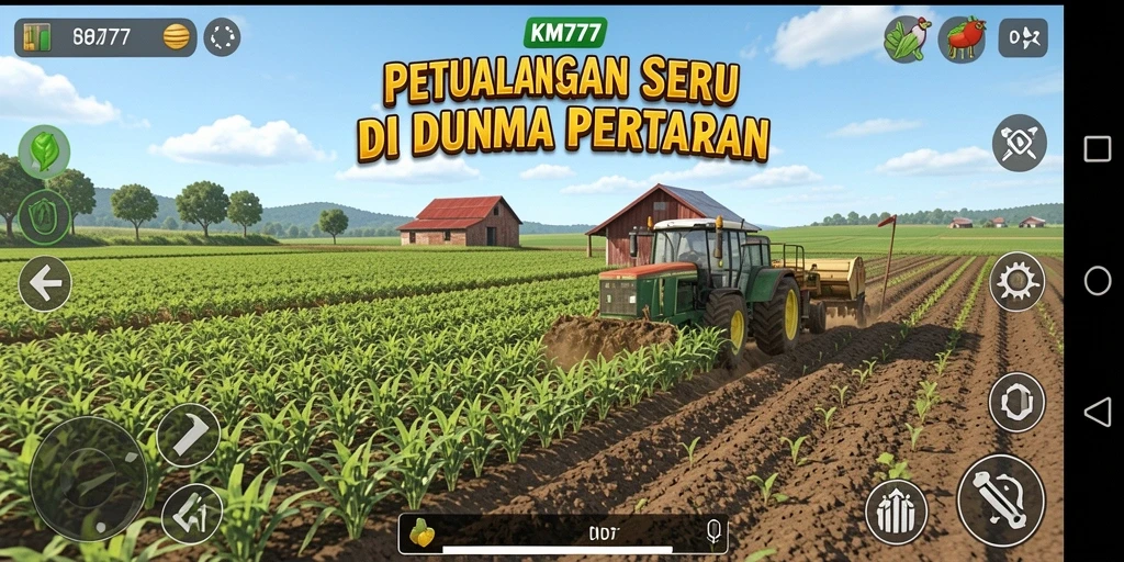Tangkap momen seru bermain KM777 dengan elemen pertanian yang kaya.