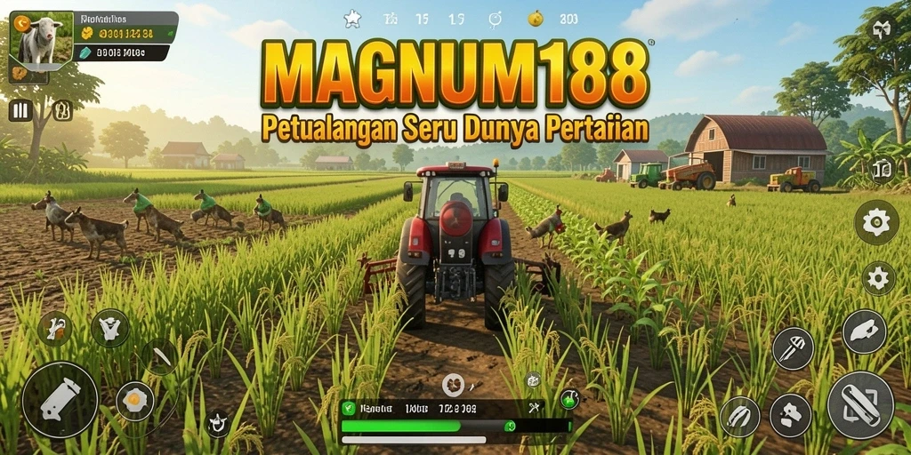 Tangkapan layar gameplay MAGNUM188 menampilkan aktivitas pertanian yang seru.