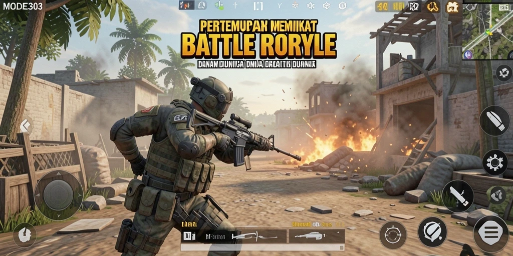 Tampilan gameplay seru dalam pertandingan Battle Royale MODE303.