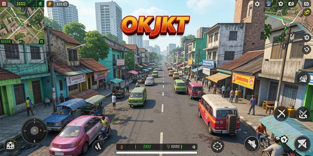 Tampilan gameplay menarik dari OKJKT dengan interaksi yang dinamis.