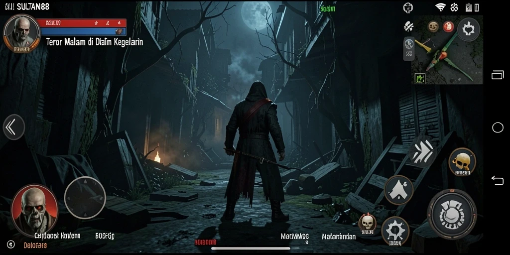 Tangkapan layar SULTAN88 menampilkan suasana menyeramkan di dalam game.