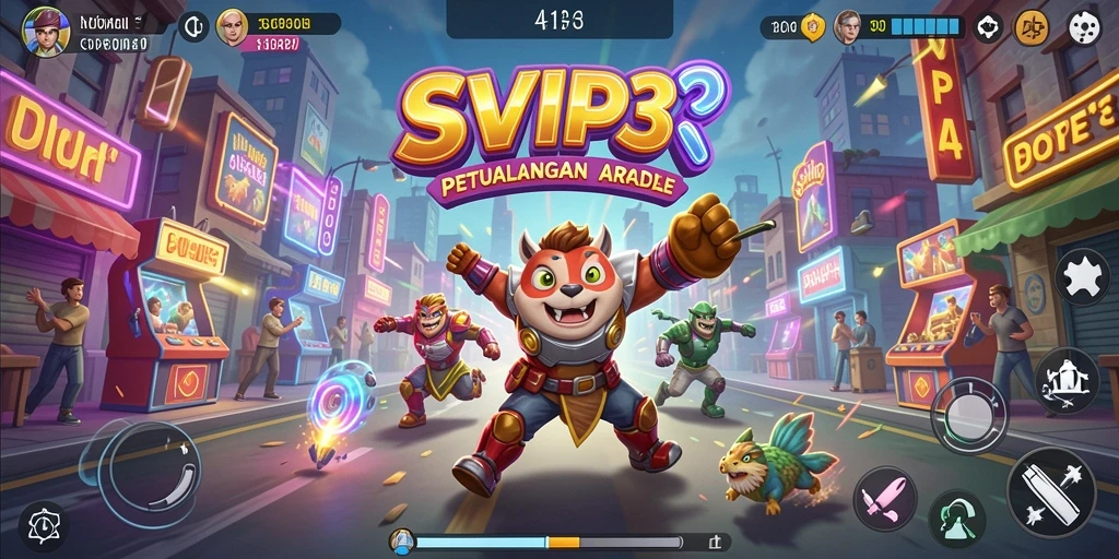 Screenshot SVIP3 menampilkan aksi mendebarkan dalam dunia Arcade.