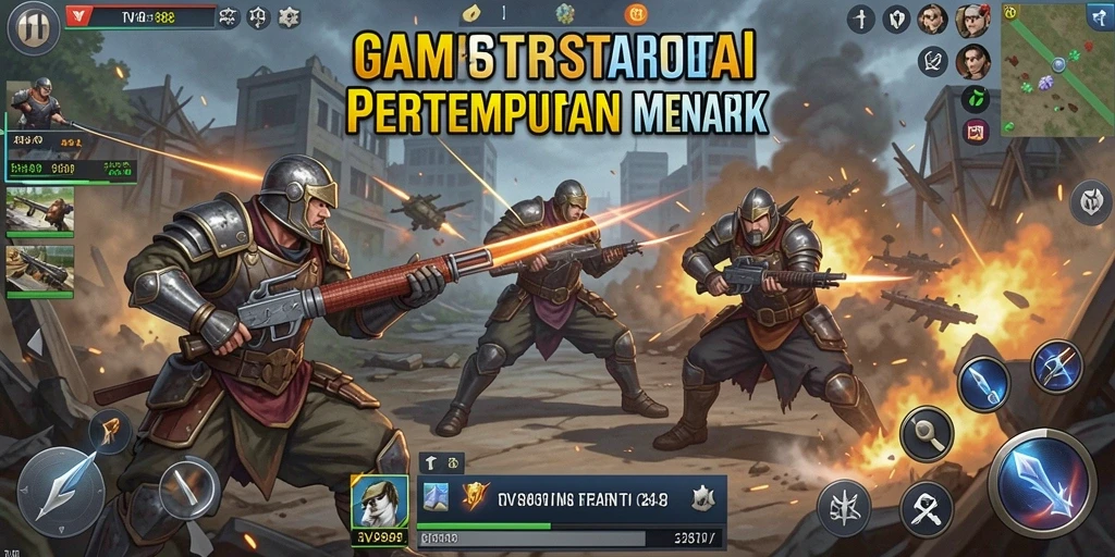 Screenshot menunjukkan aksi pertempuran epik di dalam permainan SLG.