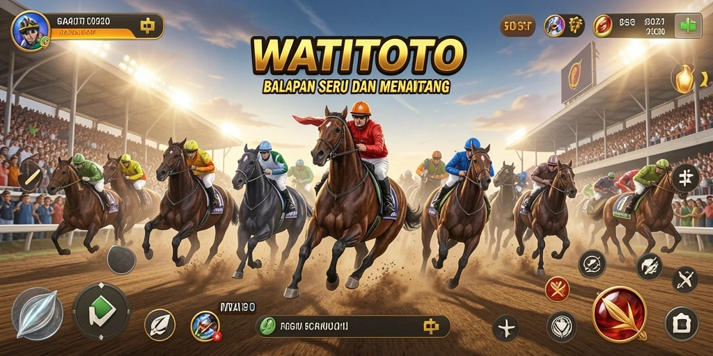 Screenshot layar utama WATITOTO dengan aksi balapan mendebarkan.